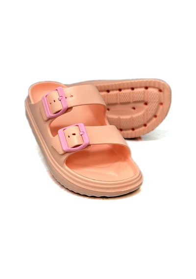 Sermoda Çift Toka Hafif Eva Yazlık Plaj Terliği Havuz Terliği Lavabo Terliği Pudra Pembe Pudra - Pembe