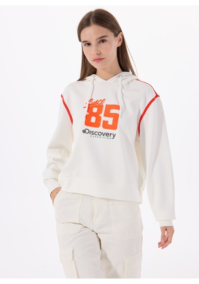 Discovery Expedition D5sl-swt3570 Kırık Beyaz Kapüşon Yaka Relaxed Baskılı Kadın Sweatshirt Discovery Expedition D5sl-swt3570 Kırık Beyaz Kapüşon Yaka Relaxed Baskılı Kadın Sweatshirt