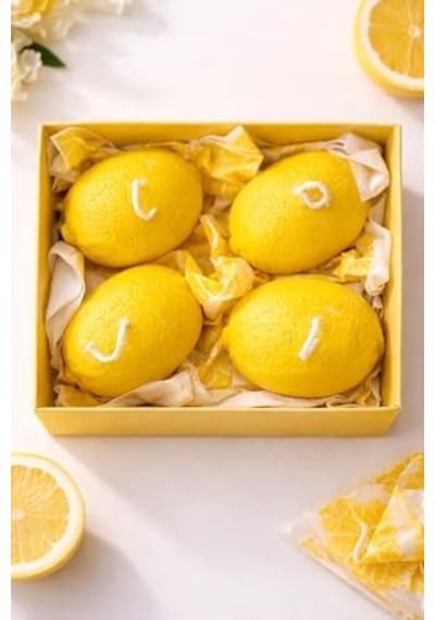 Nish Candles Limon Mum 4'lü Set Hediye Kutusunda İlkbahar Yaz Dekoru Balkon Bahçe Dekorasyonu Diğer