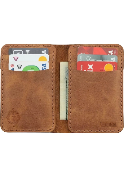 Twingold İsme Özel Dikey Mini Cüzdan - %100 Rainbow Deri - A010005 - Camel Camel