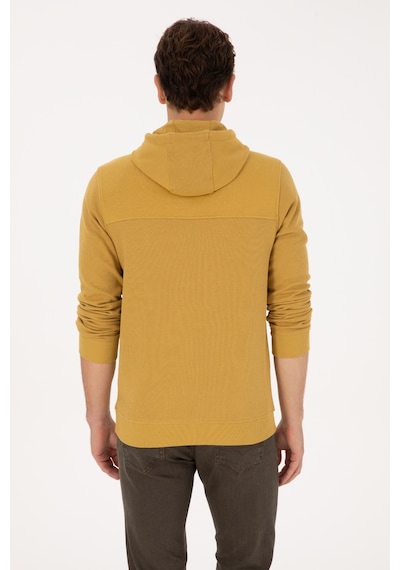 U.S. Polo Assn. Erkek Regular Fit Kapüşonlu Petek Dokulu Hardal Sweatshirt 50315526-VR151