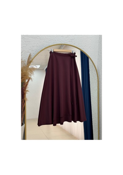 Unika Boutique Elisaid Yandan Bağlamalı Parçalı Skuba Etek-gs3788 Beyaz Bordo
