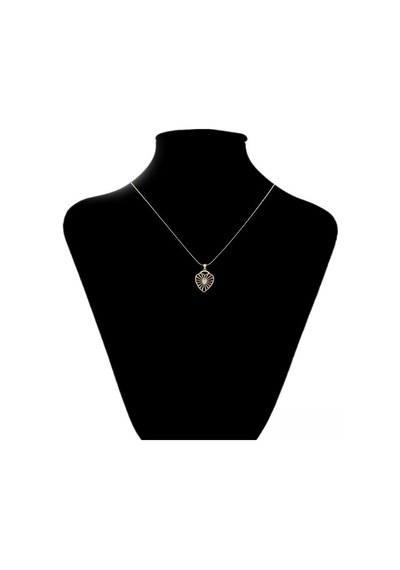 Zirkon Taşlı Güneş Temalı Kalp Figürlü 14 Ayar Altın Kaplama Kadın Kolye Gold