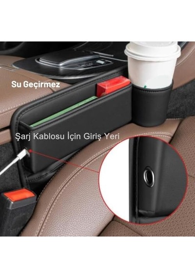 Suni Deri Araç Koltuk Yanı Organizatör Araç Bardak Tutucu Araç Telefon Cüzdan Kutusu Bardaklık