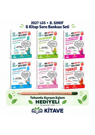 Sinan Kuzucu Yayınları 2027 Lgs 8.sınıf 6 Kitap Soru Bankası Seti Tohumlu Kurşun Kalem Hediyeli