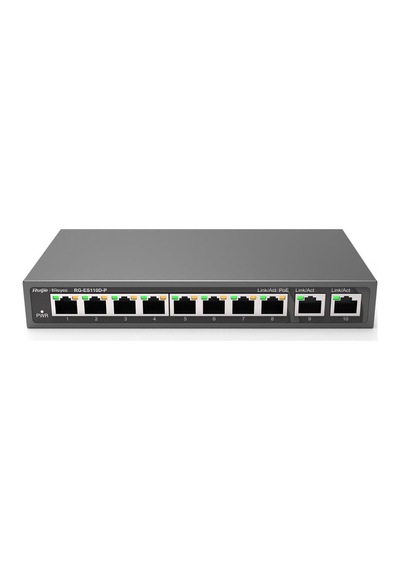 Ruijie-reyee Rg-es110d-p 8 Port Poe+ 10-100 Mbps 2 Port 10-100-1000 Mbps Uplink Switch Çelik Kasa