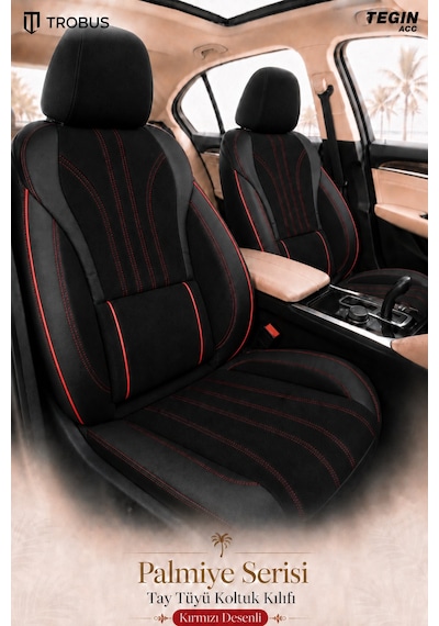 Fiat Tipo 1990-2000 Uyumlu Palmiye Serisi Siyah Kırmızı Oto Koltuk Kılıfı