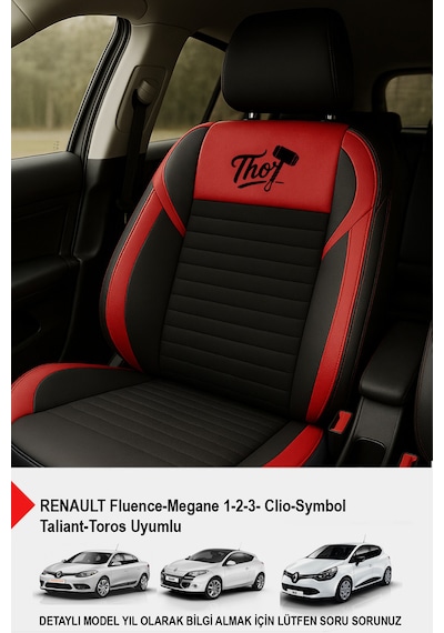 Thor Tay Tüyü Oto Koltuk Kılıfı Renault-fluence-megan 1-2-3-clio-symbol-taliant-toros Uyumlu Kırmızı