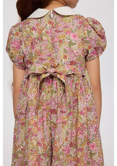 Panço Liberty Kumaş Çiçek Desenli Kız Çocuk Elbise 5621gk26008 Pembe