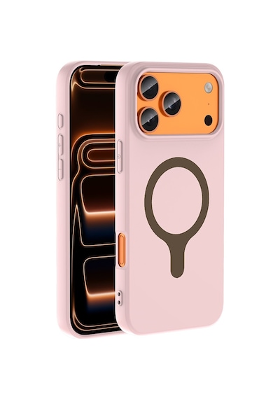 Apple İphone 17 Pro Max Kılıf M-safe Şarj Özellikli Zore Aris Silikon Kapak Açık Pembe