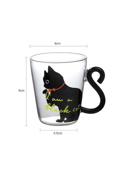 Kedi Figürlü Sevimli Kahve Fincanı Süt Çay Kahve Bardağı Kupa Isıya Dayanıklı Cam Fincan Kuyruk Kolu Kedi Fincan Hediyelik Diğer