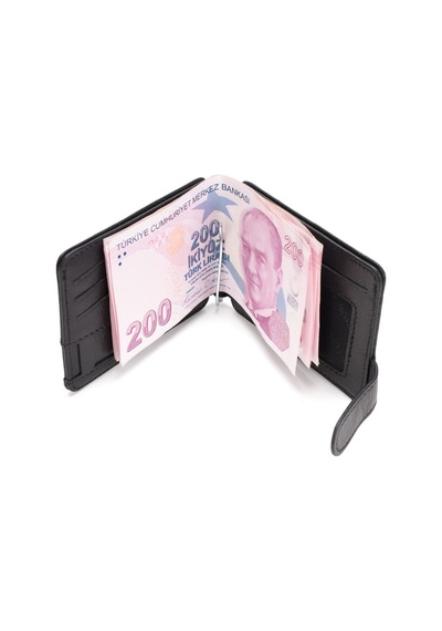 Newish Polo Erkek Hakiki Deri Maşa Kağıt Para Tutucu Kartlık Ve Cüzdan - New421 Siyah
