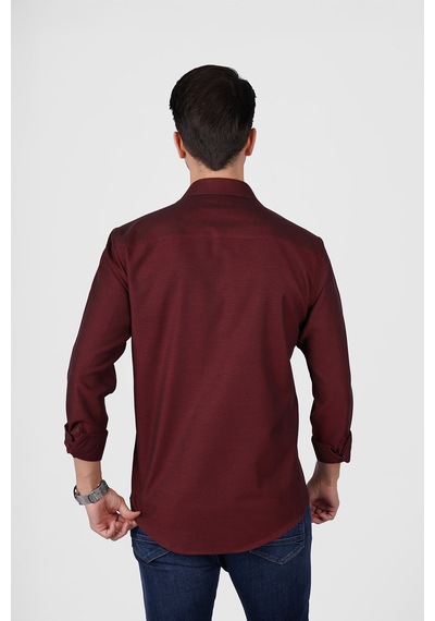 Kraliyet Bordo Slimfit Erkek Gömlek Bordo
