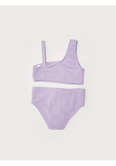 Deep Beach Dokulu Kumaş Kız Çocuk Bikini Takım Bej