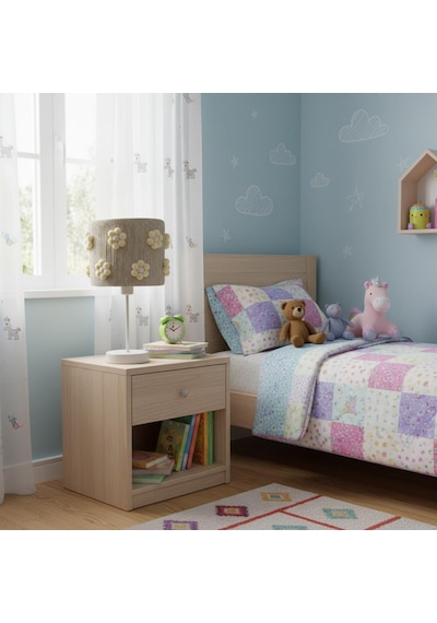 Elizim Home Lighting Makrome Papatyalı Abajur Krem