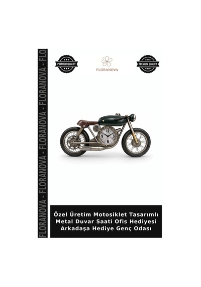 Özel Üretim Motosiklet Tasarımlı Metal Duvar Saati Ofis Hediyesi Arkadaşa Hediye Genç Odası