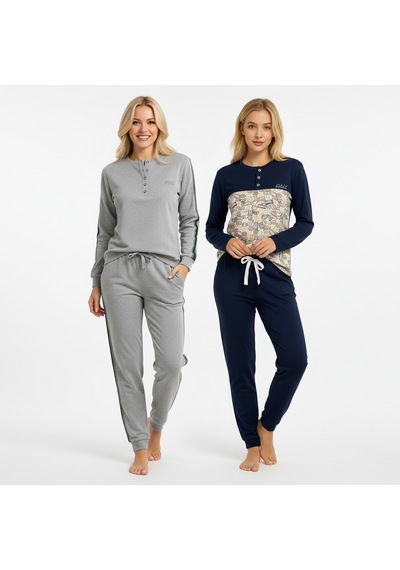 Bonbon Kadın Pamuklu 2 Adet 2'li Pijama Takımı Bb2213 Desenli