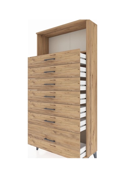 Arges Dolap Tek Raflı 7 Çekmeceli 88x30x182 Çam-çam Çam