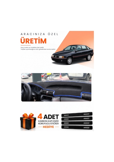 Opel Astra F Aırbagsız 1991-1997 Uyumlu Torpido Koruma Örtüsü Oto Kılıfı - Siyah Mavi