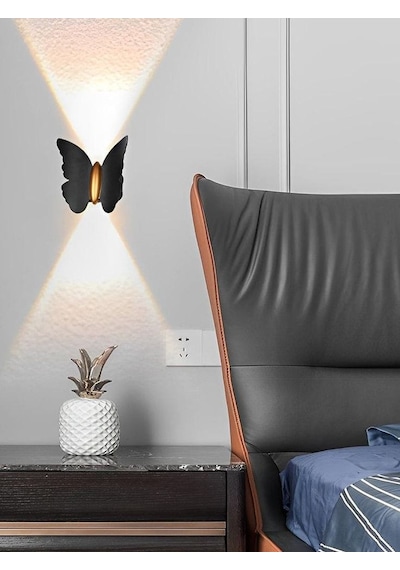 3 Adet Elektrikle Çalışır, 6 Watt Gün Işığı Ledli Kelebek Duvar Aplik İç Ve Dış Mekan Ip65 Aplik Gün Işığı - Sarı