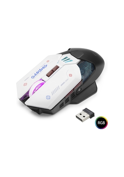 W19 Kablosuz Mouse Dual Mod 10000 Dpi 7 Tuş Makro 1000 Hz Rgb - Siyah Beyaz