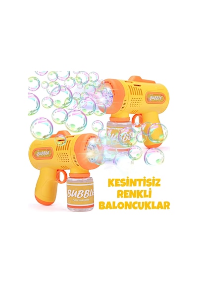 Pilli Işıklı Köpük Tabancası Baloncuk Tabancası Piller ve Baloncuk Likidi Hediyeli