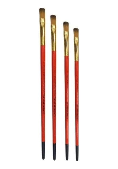 4'lü Sentetik Akrilik Boya Fırça Seti, 2.5mm Genişlik