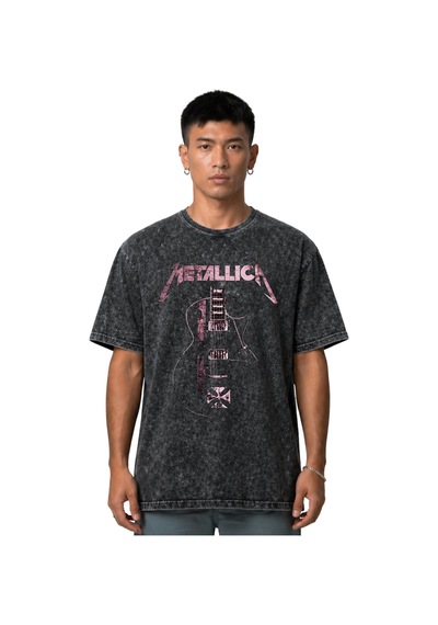 Sevbano Metallica Rock Metal Müzik Grubu Ön Baskılı Unisex Oversize Vinta Siyah