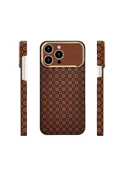 Apple iPhone Uyumlu 14 Pro Max Kılıf Magsafe Şarj Özellikli Premium Retro Çiçek Desenli Kamera Ve Lens Korumali Velix Sert Pc Kapak Kahverengi