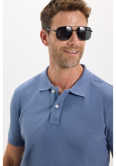 Tudors Erkek Slim Fit Dar Kesim Premium Seri %100 Pamuk Yumuşak Dokulu Merserize Lacivert Polo Yaka Tişört-50925