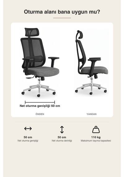 Upstyle Poyraz Başlıklı Fileli Ergonomik Çalışma Koltuğu Siyah Krom Koltuk 66 125 65 Cm