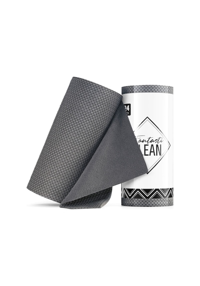 Çok Amaçlı Rulo Mikrofiber Temizlik Bezi 30x30 24 Yapraklı Desenli Gri Gri