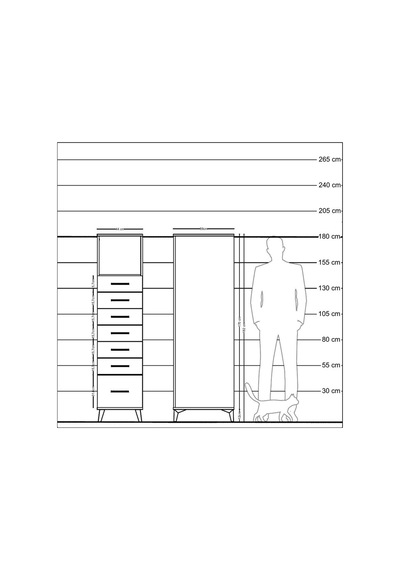 Kronos Dolap Tek Raflı 7 Çekmeceli 44x59x182 Aytaşı-antrasit Aytaşı