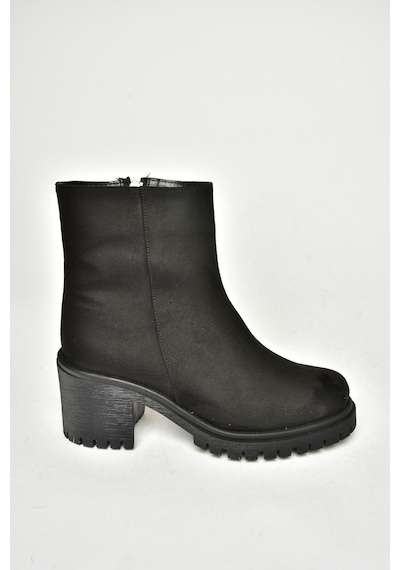 Fox Shoes T726911102 Siyah Süet Kalın Topuklu Kadın Bot Siyah