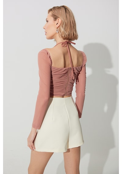 Sherin Pembe Göğüs Dekolteli Fermuarlı Büstiyer SS23CT4731PE-PEMBE Pembe