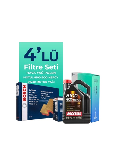 Renault Clio 1.2 Benzin Tce Filtre Bakım Seti Motul Motor Yağlı 2014-2021 4 Lü 8200BKMFLSHNGFL18597