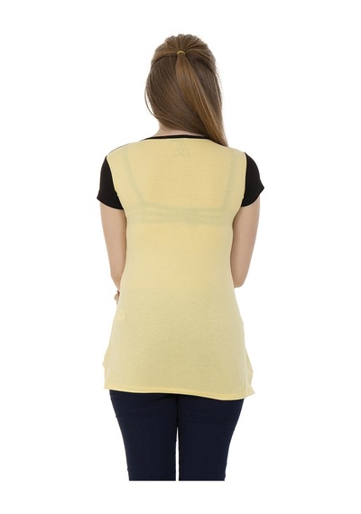 Toontoy Kids Toontoy Kız Çocuk T-shirt Paris Pul Nakış Sarı