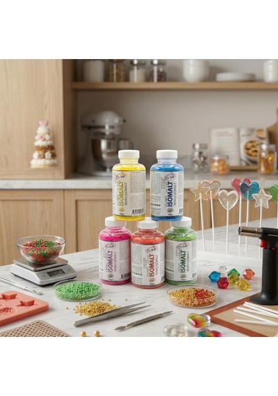 Renkli İzomalt Isomalt 250 Gr X 5 Li Set Sarı, Kırmızı, Pembe, Yeşil, Mavi Şeker Sanatı Ve Pasta Dekorasyon