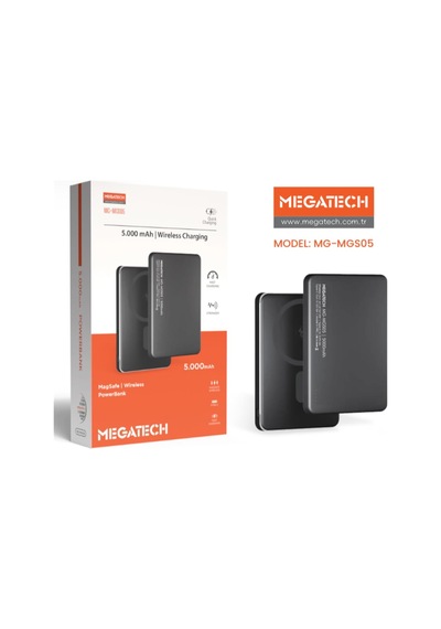 Megatech Mg-mgs05 5.000 Mah Siyah Powerbank Magsafe Wıreless Hızlı Şarj