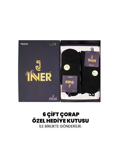 Just Inner Erkek 6 Lı Bambu Çorap Yarım Konç Uzun Ömürlü Kullanım 11700 Siyah