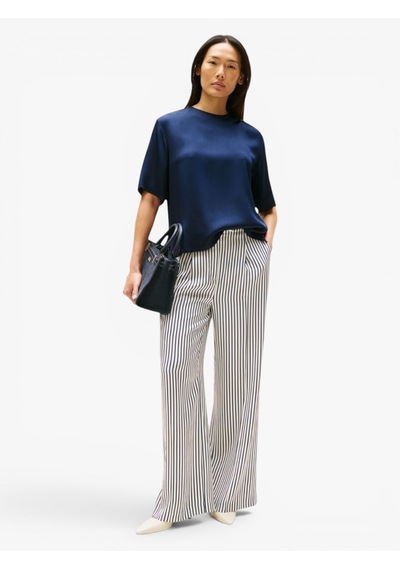 Tommy Hilfiger Sateen C-neck Relaxed T-shırt Kadın Mavi Bluz - Ww0ww45900