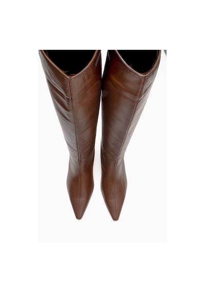 Luvishoes Corvel Taba Cilt Hakiki Deri Kadın Topuklu Çizme