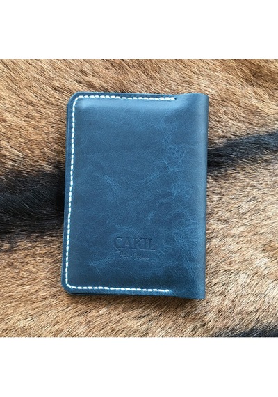 Leather Craft Hakiki Deri Isme Özel Pasaport Kılıfı - İsme Özel Turkuaz