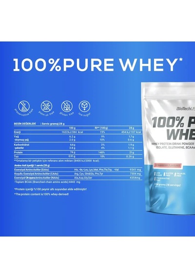 Biotechusa Pure Whey Protein 454 Gr - Çilek