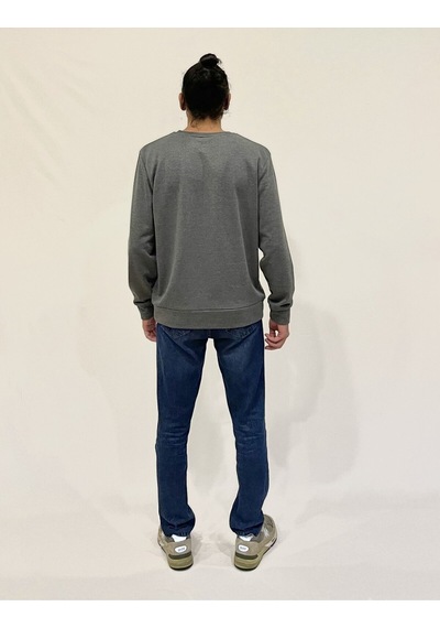 Erkek Bisiklet Yaka Rahat Kalıp 3 İplik Kalın Ar Nakışlı Sweatshirt Spr24sw33 Antrasit