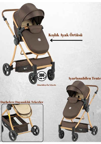 Quard Promax Travel Sistem Bebek Arabası Kahverengi