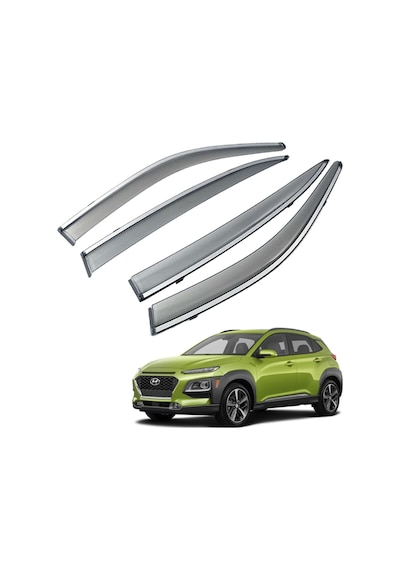 Hyundai Kona Mügen Cam Rüzgarlığı Kromlu Rüzgarlık Paslanmaz Kromlu 2015 Sonrası Füme Renk