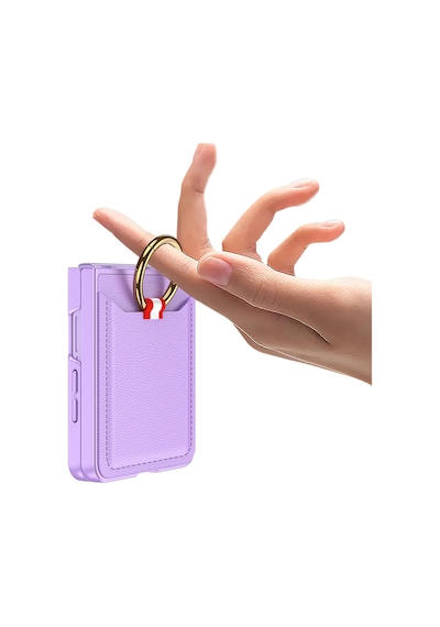 Samsung Uyumlu Galaxy Z Flip 7 Ata Pro Tech Kıpta Yüzüklü Kartlıklı Kılıf Pembe