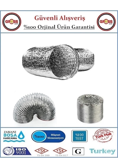 Alüminyum Telli Baca Flexi - Aspiratör Borusu - Çap:127mm Boy:2mt