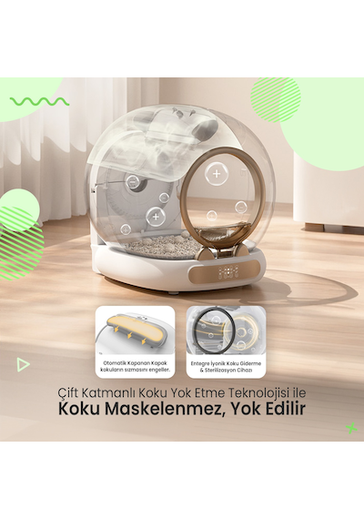 Haustier Msp05 Akıllı Otomatik Kedi Tuvaleti, App İle Uzaktan Kontrol, 65lt Hazne, Uv Sterilazyon, Ağırlık Sensörlü